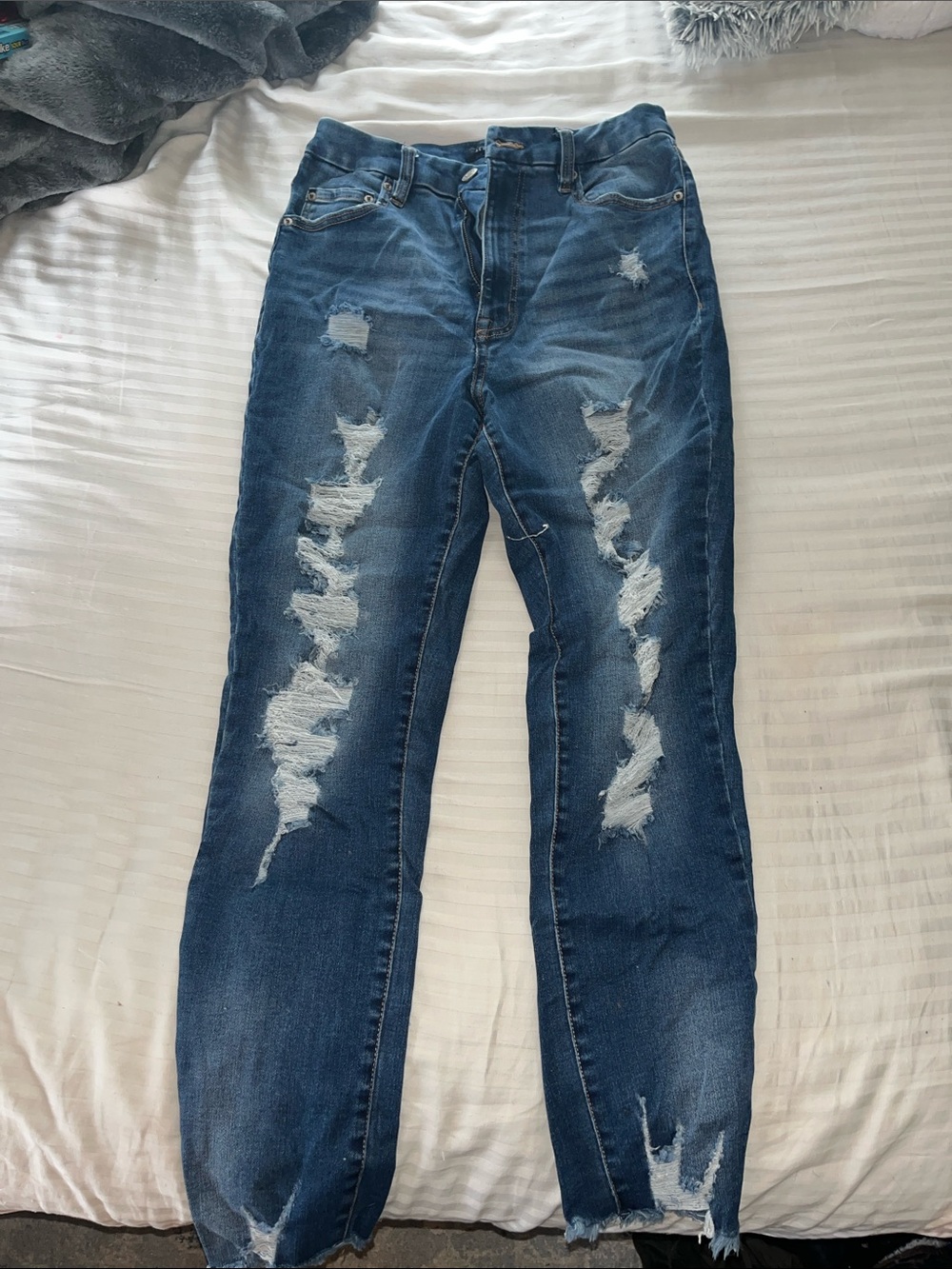 Aeropostale Dark Blue Distressed Straight Leg Jeans